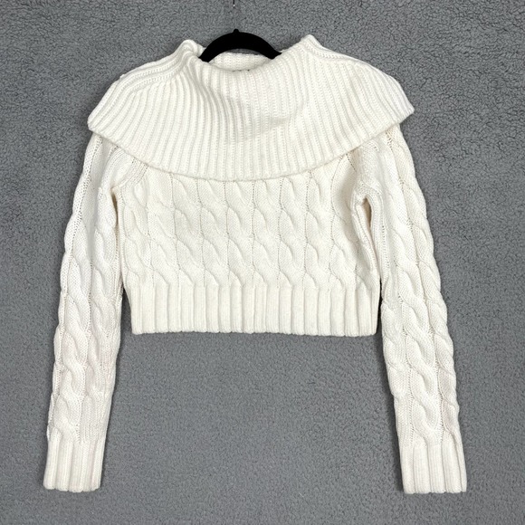 Rebecca Taylor Sweaters - Rebecca Taylor Merino Chainette Pullover Womens Medium Cream Cropped Sweater